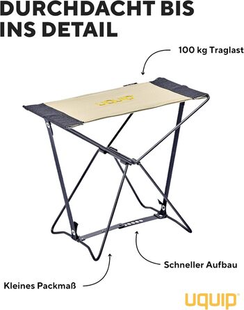 Складний туристичний стільчик Uquip Falthocker Fancy Petrol: міцний, компактний, для кемпінгу, відпочинку та подорожей (пісок)
