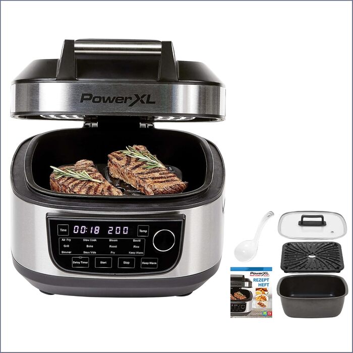 PowerXL MultiCooker Frying Basket Set - 12-in-1 Multi-Cooker with Keep Warm Function - Hot Air Fryer, Oven, Skillet, and More - 5.7 Liters - 12 Cooking Programs - Air Fryer - 80% Less Fat