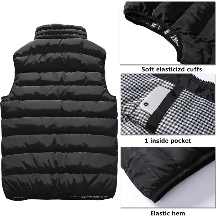 Чоловіча утеплена жилетка Vcansion для активного відпочинку, чорна