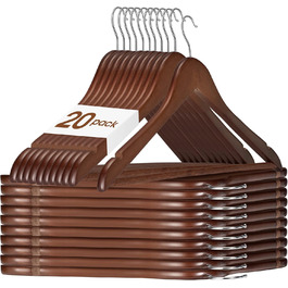 Дерев'яні вішалки для одягу HOUSE DAY, 20 шт. з горіха, стабільні, обертаються, для сорочок, костюмів, 44,5 см