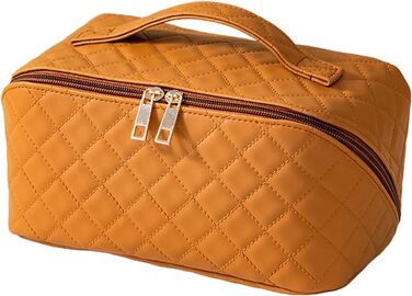 Водонепроникна степкова косметичка для подорожей, купання та щодня. Стильна дамська сумочка з PU-шкіри, подвійний блискавичний замок (Оранжева)