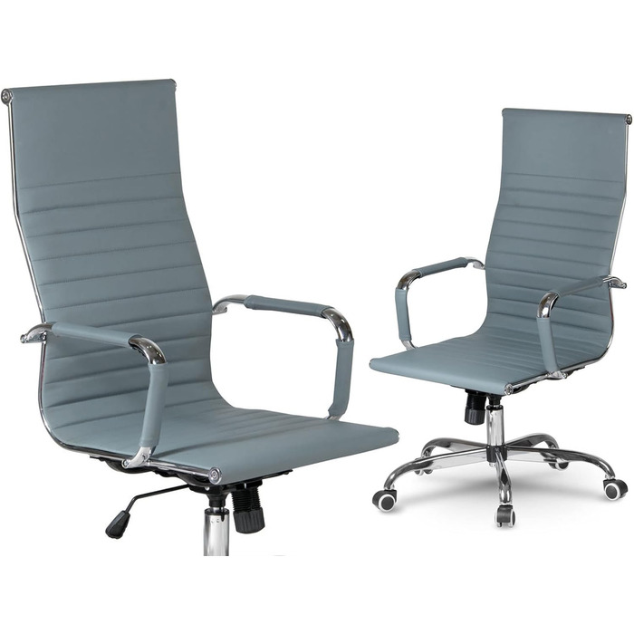 Офісне крісло Tokio з ергономічною спинкою, поворотне, на колесах, з регульованою підголівником, ігрове, для керівника, штучна шкіра, сірий