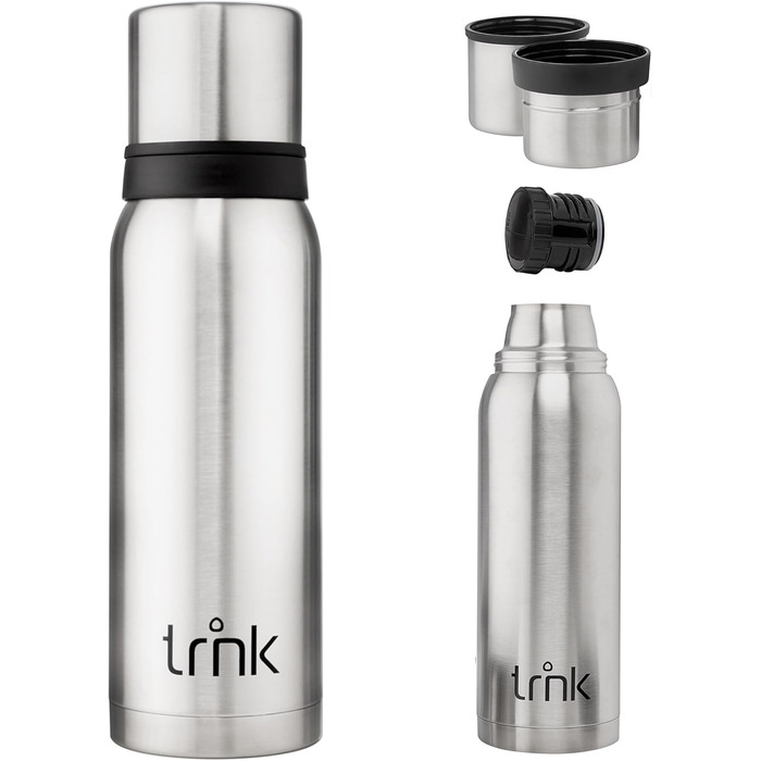 Термос Outdoor Arktis 2 - 1200 мл, нержавіюча сталь, BPA-free, зберігає тепло 32 години, з 2 кришками-чашками, для посудомийної машини, сірий колір
