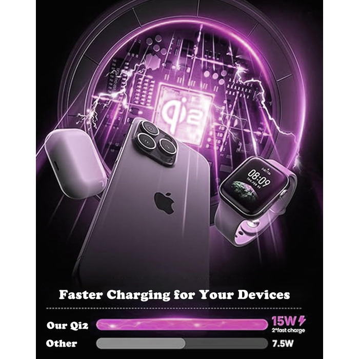 Зарядний пристрій Aimtel Schwanenhals 3-в-1 Qi2 MagSafe для Apple Watch, iPhone 17 Pro Max/17/16/15 та AirPods (30W) білий