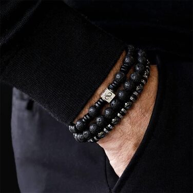 Чоловічий браслет RANKEEF з перлами, набір, 8 мм, еластичний, чорний кришталь, браслет з тигрового ока, лава, білий камінь