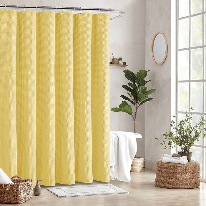 Шторка для душу BTTN вафельна, 180x200 см, антигрибкова, важка, водонепроникна, текстильна, з 12 гачками, зелена