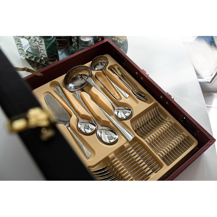 Karl Hausmann 72-Piece Stainless Steel Cutlery Set for 12 People - Dishwasher Safe Silverware Set with Case