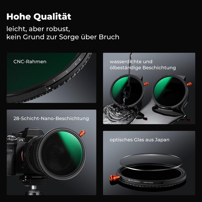 Фільтр K&F Concept 82mm 3-в-1: ND2-32, CPL, Black Mist (1/4) з багатошаровим покриттям Nano Xcel для відео та портретів