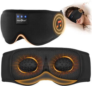 Маска для сну з навушниками Musicozy 3D Bluetooth, повна затемнення, для сну, подорожей, відпочинку та медитації