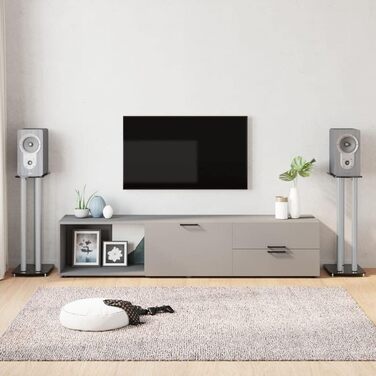 Підставка для колонки vidaXL, 2 шт., чорно-срібна, з 3 колонами, антиковзні ніжки