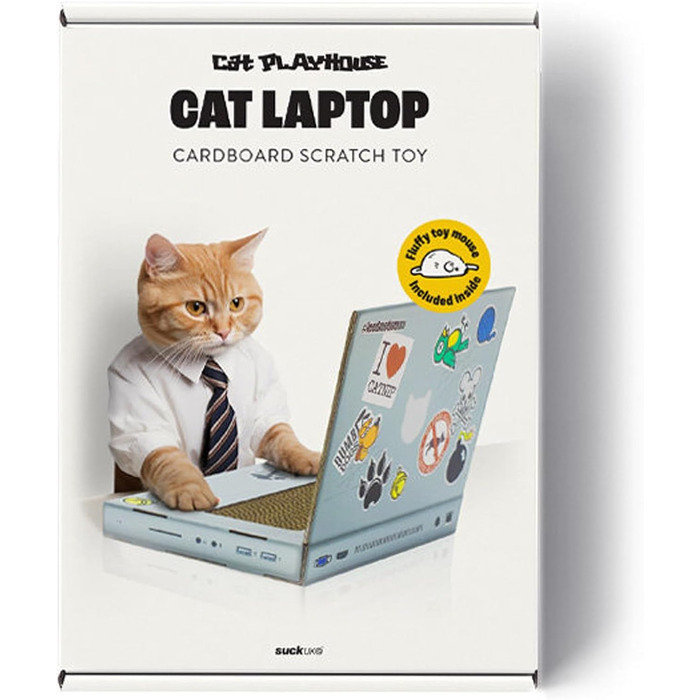 Будиночок для котів Suck UK Tank з картону, іграшки та ліжко для кошенят, інтерактивна іграшка для котів, оригінальні аксесуари та подарунки для котів, іграшки для котів для дому або на вулицю (Laptop)
