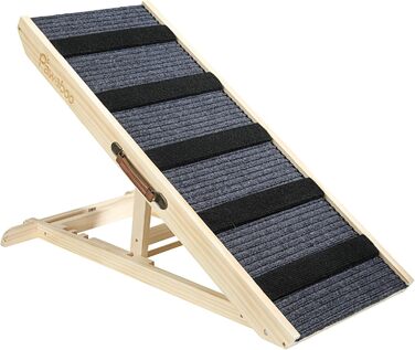 Pawaboo Рампа для собак, дерев'яна, регульована висота, 11.6'-22.4', до 65 кг, 100x40 см, для собак маленьких та середніх порід