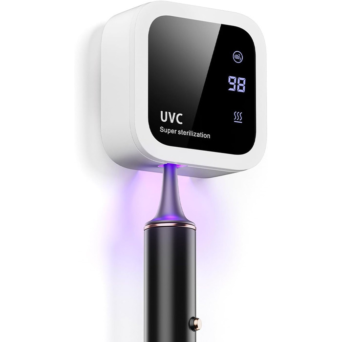 Стерилізатор зубних щіток UV-C та UV-A, настінний тримач з функцією сушіння повітрям, для ванної кімнати, дому та подорожей (білий)