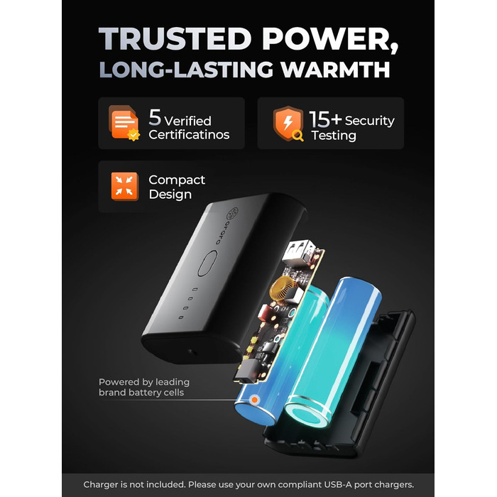 Обогрівальна жилетка OROORO для жінок, флісова, з Powerbank, чорна, XL