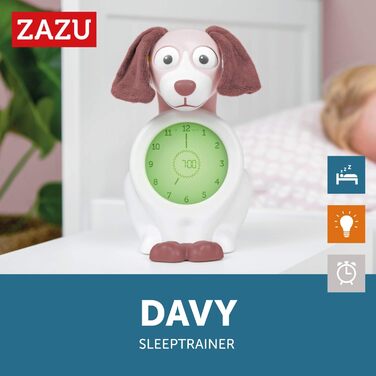 Дитячий будильник-тренер сну ZAZU Davy, розумний LED годинник для дівчаток і хлопчиків, рожевий, навчальний