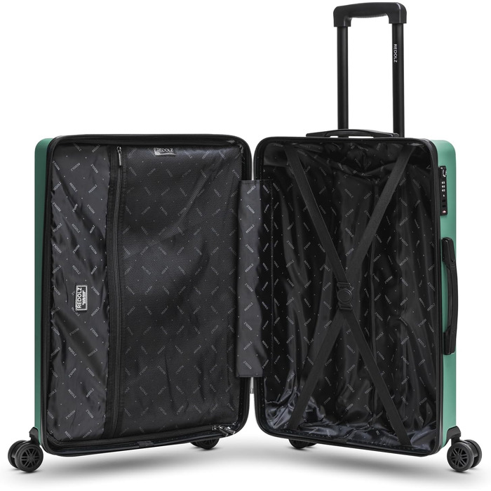 Набір валіз REDOLZ Essentials 08 (3 шт.) з ABS-пластику, легкі дорожні тролеї з TSA-замком та 4 подвійними колесами, Green Blue, розміри S/M/L