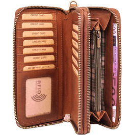 Benthill Large Wallet, Genuine Leather | Wallet with RFID Protection | Zipper Wallet with Many Card Slots including Gift Box, Color: Brown