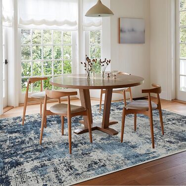 Килим для вітальні 160x230 см, блакитний, вінтажний, з коротким ворсом, абстрактний дизайн, легко миється, антиковзаючі килими для спальні