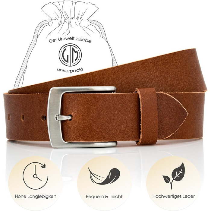 Чоловічий шкіряний ремінь Lindenmann, повноецінна шкіра, колір коньяк, ширина 40 мм, розмір 115 см, довжина 130 см, XXL