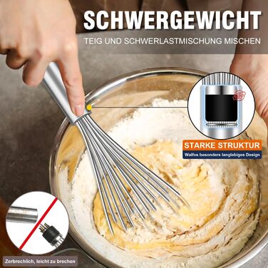 Набір вінчиків Walfos® з нержавіючої сталі (3 шт.) - 18см, 23см, 28см. Стійкі до високих температур, ідеальні для салатів та збивання яєць.