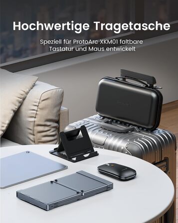 Бездротова клавіатура та миша ProtoArc XKM01, Bluetooth, QWERTZ, для iPad, Tablet, iPhone, Laptop, сірий колір