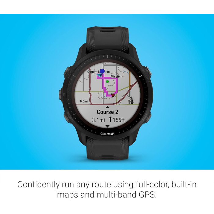 Garmin Forerunner 955 - GPS-годинник для триатлонів, бігу, з сонячною батареєю, чорний