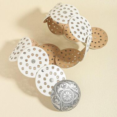 Жіночий шкіряний пояс LIMHOO з вирізами, білий, розмір XL (150 см) в стилі бохо вестерн