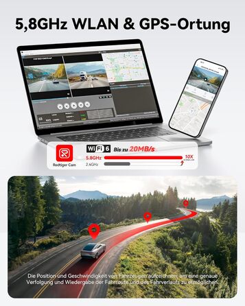Відеореєстратор REDTIGER 4K/2.5K з двома камерами, STARVIS 2, IPS 3.18