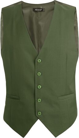 Айзеа Кашіше однотонна чоловіча жилетка для ділового костюма, нормальний крій, смокінг-жилетка для весілля (XL, хакі)