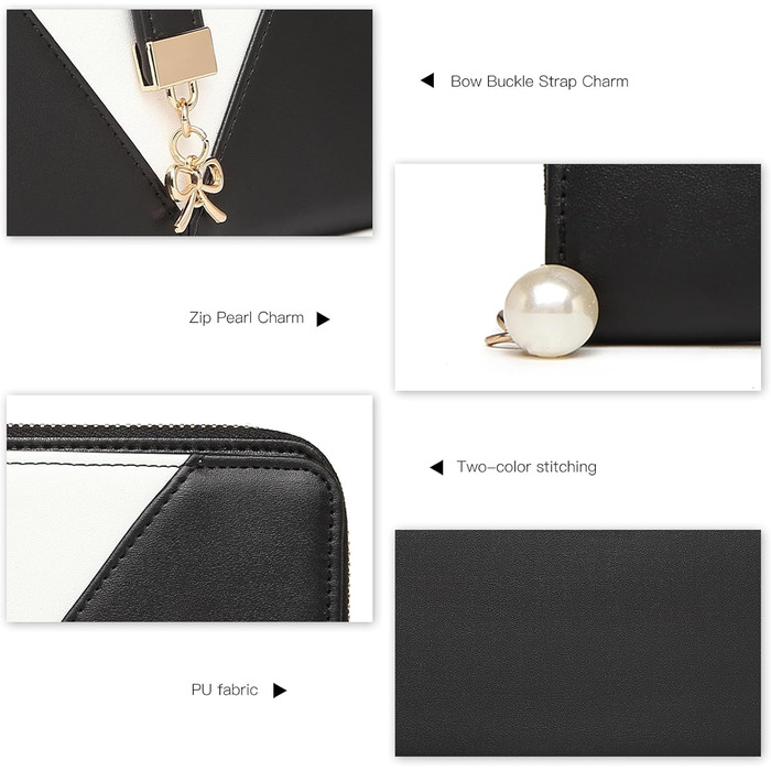 Сумка жіноча Lulu Daen середнього розміру зі штучної шкіри (PU) - чорна, комплект з гаманцем, для роботи, подорожей, бізнесу