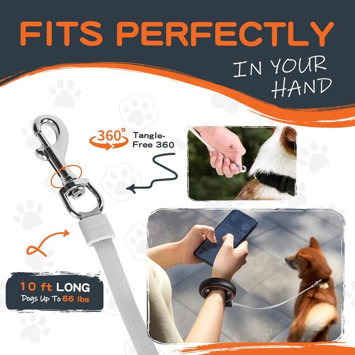 Висувна поводок для собак, ручне кріплення, 360°, без спутанню, 3 м, з тримачем для відходів, для середніх та маленьких собак (чорний/зелений, чорний/помаранчевий)