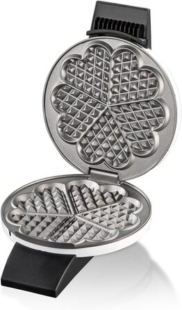 Вафельниця Cloer 1621 для класичних вафель у формі серця, 930 Вт, розмір вафелі 15,5 см, регульований ступінь прожарювання, білий колір, метал, одноразова