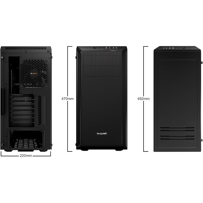 Корпус ПК be quiet! Pure Base 600 Window Black з 2 вентиляторами Pure Wings 2, підтримка радіаторів до 360мм, 3-рівнева система керування вентиляторами, скло