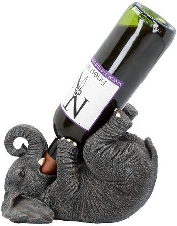Nemesis Now Guzzlers Elephant Wine Bottle Holder, 21 cm, Grey