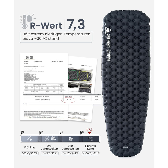Каремат надувний OneTigris NOBLEJADE 10 см для кемпінгу, туризму, автомобіля (R-7.3) з помпою
