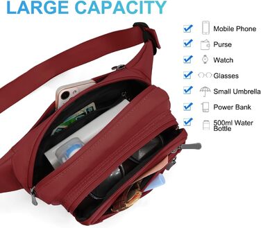 Чоловіча/Жіноча поясна сумка на пояс, водонепроникна, з тримачем для пляшки, для туризму, прогулянок з собакою, активного відпочинку (A-темно-червоний)