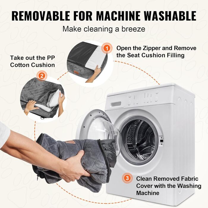 Автокрісло для собак VEVOR, підставка для собак у машину з кишенею для зберігання, страхувальний поводок, наповнювач з губки та PP-бавовни, автоліжко для собак маленьких та середніх порід до 18 кг