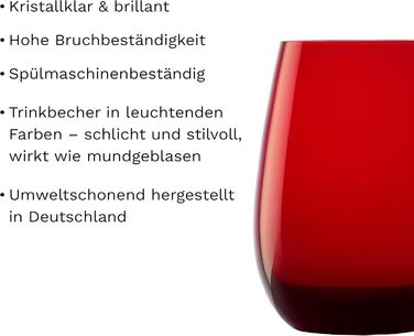 Stölzle Lausitz ELEMENTS Glasses 465 ml Red I Drinking Glasses 6-Piece Set I Dishwasher-Safe Glass Set I High Impact Resistance I Universal Glasses as Water Glasses, Juice Glasses, Whiskey Glasses