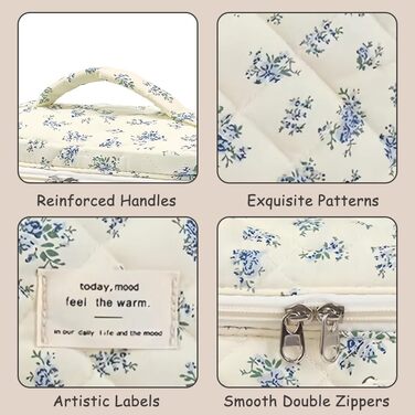 Набір косметичок 3 шт. для подорожей, косметичка для жінок з квітковим принтом, блакитний колір