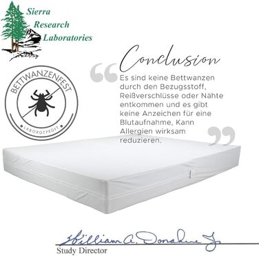 Degrees of Comfort Allergy Cover 90x200 cm Mattress Cover, Waterproof, Dust Mite Cover Anti Dust Mites and Bed Bugs Encasing with Zipper, Comfortable Cotton Surface, Height 13-16 cm