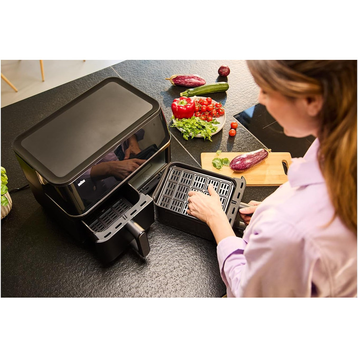 Фритюрниця електрична Braun TwinCook 3 TD3030IBK 10л (8л + 2л) з двома камерами, 8 програм, чорна, без PFAS