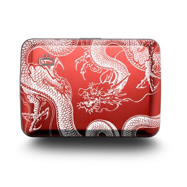 Алюмінієве картхолдер ÖGON Smart Case Oslo з гравіюванням Дракон, RFID захист, компактний гаманець