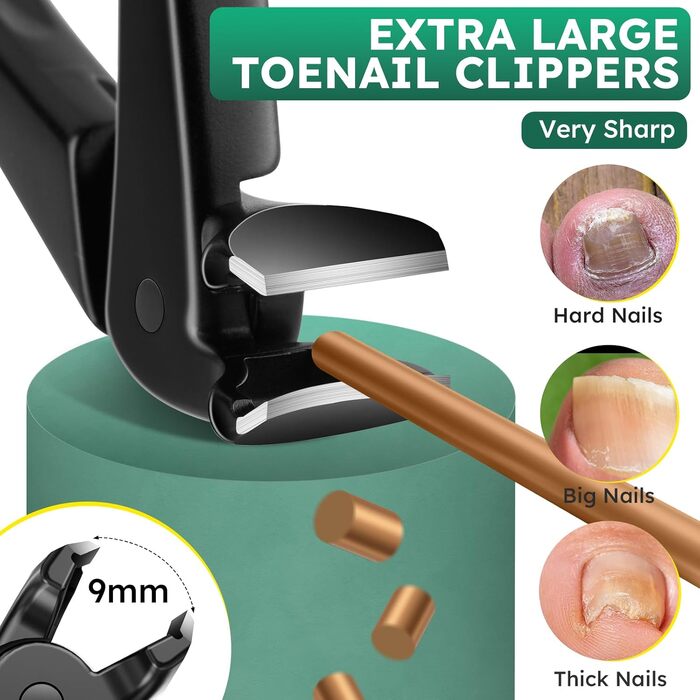 Професійний кусачки для великих нігтів на ногах з довгою ручкою та контейнером для зрізаних нігтів, підходить для літніх людей та людей з товстими нігтями, сталеві