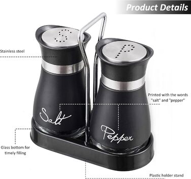 Набір для солі та перцю: скляні та нержавіючі солянки та перечниці, кухонне приладдя, набір для спецій, чорно-білі контейнери для спецій для кухні, в дорогу, кемпінг, барбекю, наповнювані