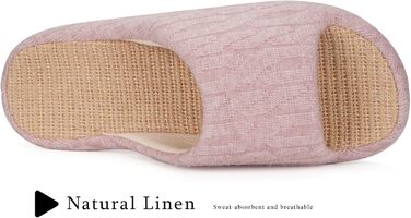 Тапочки жіночі Eagsouni з льону, зручні, з антиковзкою підошвою, з Memory Foam, для дому, рожеві (39/40 EU)