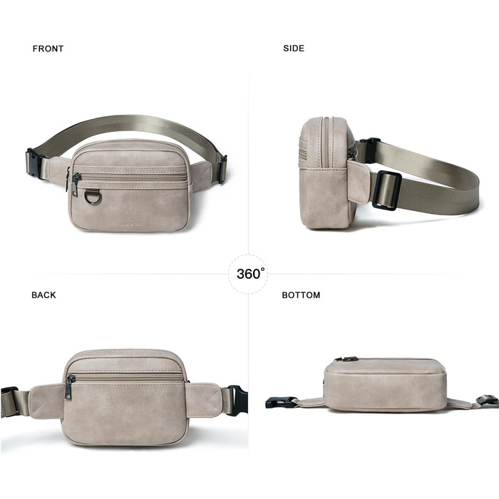 Сумка на пояс для жінок та чоловіків, 2 л, веганська шкіра, коричнева, 8 дюймів, модна, для подорожей, хайкінгу, бігу.