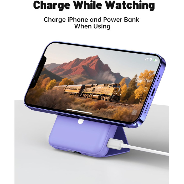 Powerbank Yiisonger Magsafe 10000mAh з бездротовою зарядкою, LED-дисплеєм та USB-C кабелем (фіолетовий)