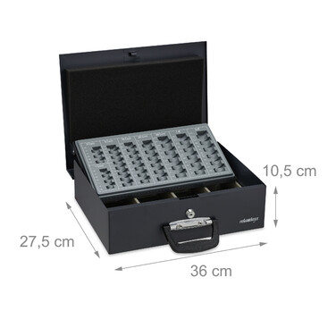 Relaxdays Black Cash Box Дошка для підрахунку євромонет