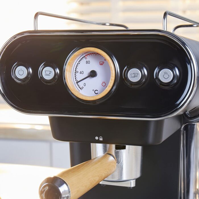 Petra Coffee Machine Barista Pro 1.5L, Semi-Automatic Espresso Machine with Milk Frother, Small Coffee Machine for Espresso & Cappuccino, Coffee Maker 15 Bar, 850W (3-in-1 Barista Coffee Machine)