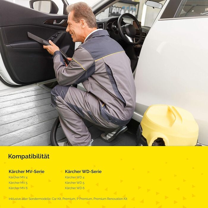 Фільтр для пилососа Kärcher (WD3, WD2, WD1, MV3, MV2, A, K, KNT, NT, SE, VC) - замінник 6.414-552.0 - 3 круглі фільтри + 3 кришки-гвинти для алергіків проти дрібного пилу та запахів (3x WD4 фільтр)